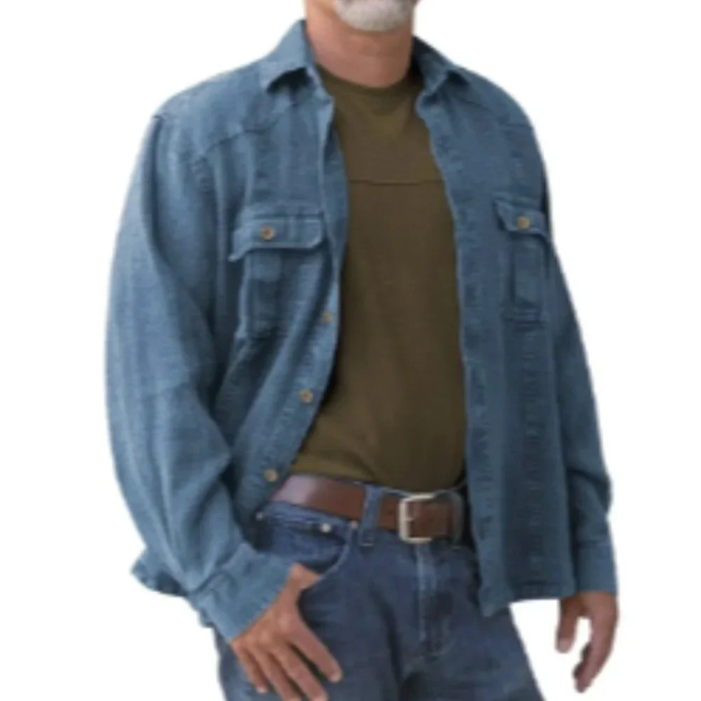 Dash Hemp Luxe Zayante Western Wrinkle Resistant Twill Button Shacket Shirt-L